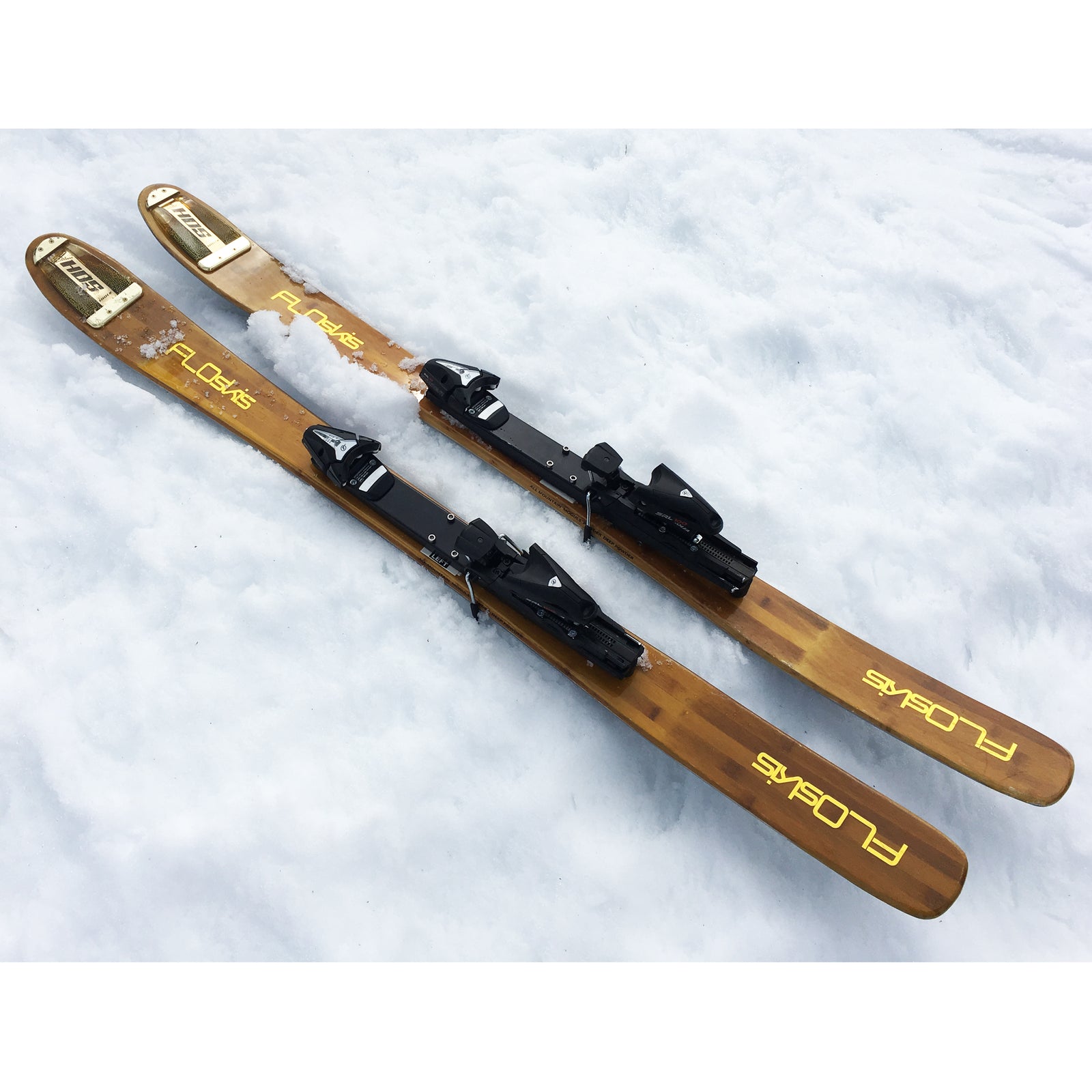 Earlier FloSkis 160 cm bamboo skis with FloShocks