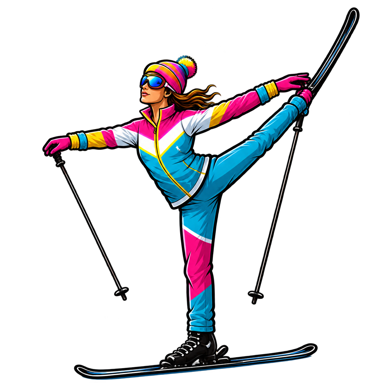Illustrated ski ballet dancer inspired by the ISDF logo